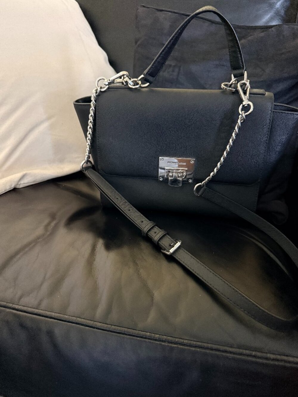 Previously Loved Michael Kors Tina Medium Black Satchel Bag